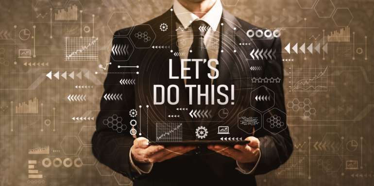 Man in suit with tech icon overlay