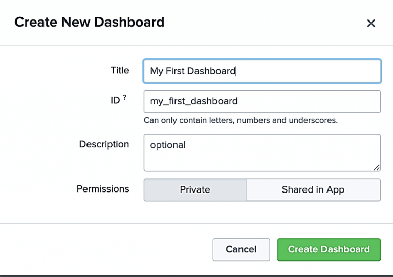Splunk create new dashboard form