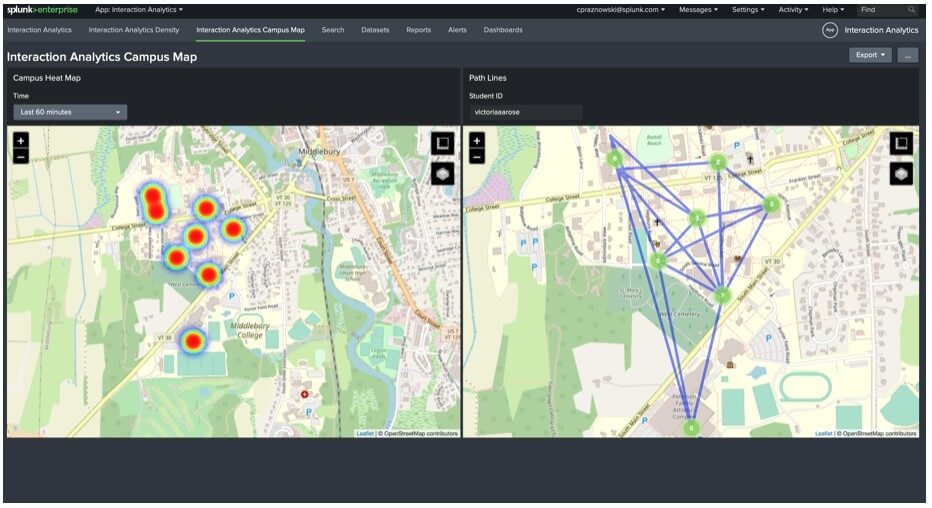 Splunk interaction analytics campus map dashboard